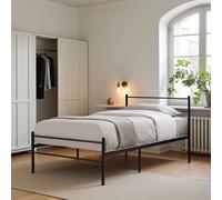 EGGREE Lit Simple pour Enfants Adulte Cadre de lit en Métal Cadre en Forme de Beard Courber Structure Métallique 90 x 190 cm Noir