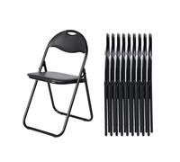 EGGREE Lot de 10 Chaises Pliantes Siège en PVC Souple Noir avec Cadre Métallique et Design de Poignée, Chaises de Camping Portables avec Capacité de Charge 120kg Idéales pour Intérieur/Extérieur