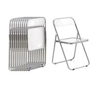 EGGREE Lot de 10 Chaises Pliantes Transparentes avec Structure Métallique, Chaises Nordiques Portables en Plastique Polypropylène avec Capacité de Charge de 150kg pour Salon, Salle à Manger, Jardin