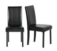 EGGREE Lot de 2 Chaises de Salle à Manger en Simili Cuir Noir, Design Moderne, Chaise avec Pieds en Bois Noir pour Salle à Manger & Cuisine