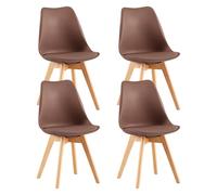 EGGREE Lot de 4 Chaise Salle à Manger Scandinaves SGS Tested Chaise Rembourrée de Cuisine,Rétro Chaise de Bureau avec Pieds en Bois de Hêtre Massif,Brun Chocolat