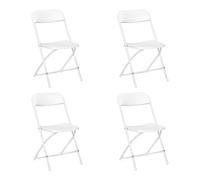 EGGREE Lot de 4 Chaises de Jardin Pliantes Blanches Charge Max 150 kg, Mobilier d'Extérieur Résistant pour Terrasse et Balcon, Chaise d'Appoint Pliable avec Cadre Acier Robuste