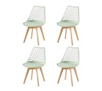 EGGREE Lot de 4 Chaises de Salle à Manger en Creux Scandinaves Testées SGS, Chaises Creusée de Cuisine Rétro à Coussin, Sculptés Chaises évidée de Bureau Pieds en HêTre Massif - La Glace Verte