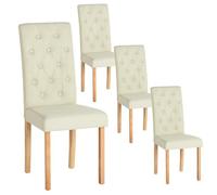 EGGREE Lot de 4 Chaises de Salle à Manger en Simili Cuir Beige, Design Moderne Tufté, Chaise avec Pieds en Bois pour Salle à Manger & Cuisine
