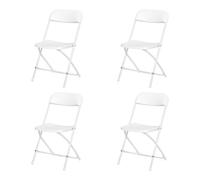 EGGREE Lot de 4 Chaises Pliantes Blanche Jusqu'à 150KG Ensemble de 4 Chaise Pliante Camping Balcon Jardin en Plastique Polypropylène