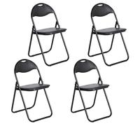 EGGREE Lot de 4 Chaises Pliantes Siège en PVC Souple Noir avec Cadre Métallique et Design de Poignée, Chaises de Camping Portables avec Capacité de Charge 120kg Idéales pour Intérieur/Extérieur