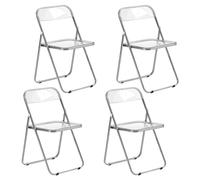 EGGREE Lot de 4 Chaises Pliantes Transparentes avec Structure Métallique, Chaises Nordiques Portables en Plastique Polypropylène avec Capacité de Charge de 150kg pour Salon, Salle à Manger, Jardin