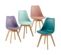 EGGREE Lot de 4 Chaises Salle à Manger Scandinaves SGS Tested, Rembourrée de Cuisine,de Bureau avec Pieds en Bois de Hêtre Massif, Chaise Professionnell Rose fumé,Turquoise,Vert Menthe,Gris Pourpre