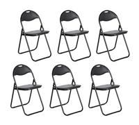 EGGREE Lot de 6 Chaises Pliantes Siège en PVC Souple Noir avec Cadre Métallique et Design de Poignée, Chaises de Camping Portables avec Capacité de Charge 120kg Idéales pour Intérieur/Extérieur
