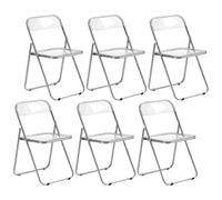 EGGREE Lot de 6 Chaises Pliantes Transparentes avec Structure Métallique, Chaises Nordiques Portables en Plastique Polypropylène avec Capacité de Charge de 150kg pour Salon, Salle à Manger, Jardin
