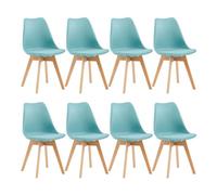 EGGREE Lot de 8 Chaise Salle à Manger Scandinaves SGS Tested Chaise Rembourrée de Cuisine Rétro Chaise de Bureau avec Pieds en Bois de Hêtre Massif, Morandi Couleur Claire