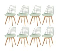 EGGREE Lot de 8 Chaises de Salle à Manger en Creux Scandinaves Testées SGS, Chaises Creusée de Cuisine Rétro à Coussin, Sculptés Chaises évidée de Bureau Pieds en HêTre Massif - La Glace Verte