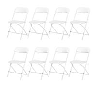 EGGREE Lot de 8 Chaises Pliantes Blanche Jusqu'à 150KG Ensemble de 4 Chaise Pliante Camping Balcon Jardin en Plastique Polypropylène