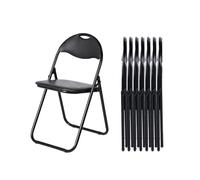 EGGREE Lot de 8 Chaises Pliantes Siège en PVC Souple Noir avec Cadre Métallique et Design de Poignée, Chaises de Camping Portables avec Capacité de Charge 120kg Idéales pour Intérieur/Extérieur