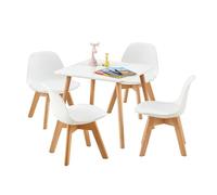 EGGREE Table pour enfant avec 4 chaises, groupe de sièges pour enfants, en bois de hêtre massif FSC durable, meubles pour enfants de 1 à 6 ans, meubles pour chambre d'enfant, jardins d'enfants, blanc