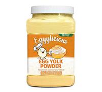 Eggylicious Poudre de jaune d'œuf, poudre de protéine naturelle séchée, fabriquée à partir d'œufs frais, pasteurisés, smoothies, sans OGM, sans additifs, utilisée pour la cuisson, 0,5 kg (453,6 g)