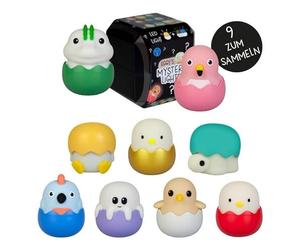 EGGY'S Mystery Lights Mini veilleuse pour enfants, boîte mystérieuse, figurines aléatoires, 1 sur 9 à collectionner, 4 couleurs de lumière différentes, intensité variable, avec pendentif, boîte