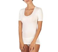 EGI Chemise femme demi-manche 85 % laine et 15 % soie bord en satin article 142, Blanc, X-Large-XX-Large
