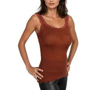 EGI Débardeur Femme en Laine et Soie Élégant avec Dentelle, Fabriqué en Italie, Sous-vêtements de Haute Qualité, Art. 1491, Carmin., S-M