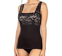 EGI Débardeur pour femme en coton Modal avec bandeau en dentelle sur la poitrine, Noir , Medium