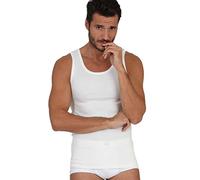 EGI Débardeur sous-vêtements pour homme en laine (85 %) et soie (15 %) avec large épaule, Blanc, Large