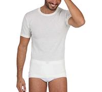 EGI Maillot de bain pour homme en laine et soie avec manches courtes col rond, Blanc, Medium