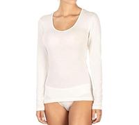 EGI Maillot femme 85 % laine et 15 % soie avec col lisse à manches longues, Laine blanche., X-Small