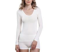 EGI T-shirt à manches longues en laine mérinos pour femme Fièrement fabriqué en Italie., Bianco (blanc cassé), Taille M