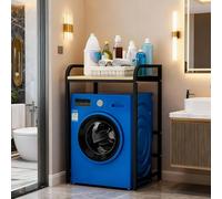 éGlables Kit Superposition Lave Linge Seche Linge, 4 Tige Renfort SuppléMentaire Capacité Charge 400kg, Plan De Travail Machine à Laver Et Seche Linge en Métal (BlackWood, H: 90cm/95cm/100cm)