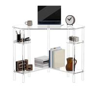 Eglaf Bureau d'angle triangulaire en acrylique avec rangement pour petit espace, 90 degrés, 72,4 x 72,4 cm, bureau d'étude, bureau à domicile, bureau d'étude, pour salon, chambre à coucher, bureau,