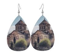 Église Arménienne Boucles D'Oreilles En Cuir Tendance Boucle D'Oreille Double Face Boucles D'Oreilles Pour Femme Quotidien