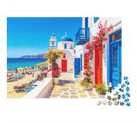 Église Bord De Mer Fleurs 1000 Pièces Mini Puzzle pour Famille Détente