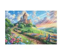 Église de Campagne dans Le Champ de Fleurs Puzzles 1000 Pièces pour Adultes Educa Challenge Difficile Relaxant Qualité Supérieure Décoration Moderne Cadeau d'anniversaire 1000 PCS