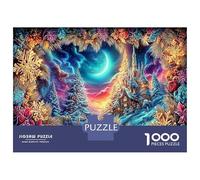 Église de Nuit neigeuse, Puzzle de Casse-tête en Coffret en Papier épais, nébuleuse Cosmique et Vibrant, Jouet éducatif pour Enfants, 38x26cm/1000pcs