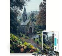 Église en Pierre dans la forêt, Puzzle de 1000 pièces pour Adultes, Cadeau, Jeu de logique et d'adresse, Anti-Stress, découpe précise, liste de souhaits du Père Noël 50x75cm