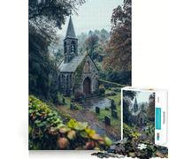 Église en Pierre dans la forêt Puzzle de 1000 pièces pour Adultes et Adolescents Amélioration de la mémoire Détente et légèreté Découpe Nette Joli Cadeau 38x26cm