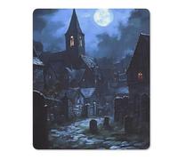 Église Et Cimetière D'Architecture Gothique Tapis De Souris Gaming Petit Mouse Pad Bords Cousus Mousepad pour Bureau Ordinateur Travail 25X30Cm
