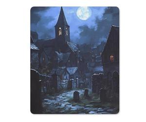 Église Et Cimetière D'Architecture Gothique Tapis De Souris Gaming Petit Mouse Pad Bords Cousus Mousepad pour Bureau Ordinateur Travail 25X30Cm