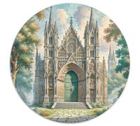 église Gothique 1000 Pièces Casse-tête Architecture Puzzles Circulaires pour Adultes Et Enfants Classiques Cadeaux Qualité Supérieure 1000pcs (67.5x67.5cm)