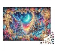 Église Snowy Night Puzzle 1000 Pièces, église Nuit enneigée au Clair de Lune, Jeu éducatif, défi, activité relaxante, Cadeau pour Tous, 70x50cm