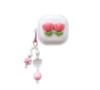 eglixu Compatible avec Samsung Galaxy Buds 4 Pro et Galaxy Buds 4, jolis motifs floraux 3D, coque transparente avec porte-clés pour femmes et filles (A)