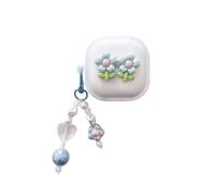 eglixu Compatible avec Samsung Galaxy Buds 4 Pro et Galaxy Buds 4, jolis motifs floraux 3D, coque transparente avec porte-clés pour femmes et filles (D)
