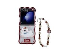 eglixu Coque avec motif vague pour Samsung Galaxy Z Flip 6 7, joli motif amusant de lapin, chiot et ours pour Flip 7 FE, coque de téléphone en TPU avec chaîne de poignet (Z Flip 6 et 7 FE, D)