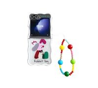 eglixu Coque avec motif vague pour Samsung Galaxy Z Flip 6 7, joli motif amusant de lapin, chiot et ours pour Flip 7 FE, coque de téléphone en TPU avec chaîne de poignet (Z Flip 6 et 7 FE, A)