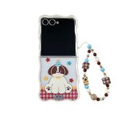 eglixu Coque de protection avec motif vague pour Samsung Galaxy Z Flip 6 7, motif mignon amusant lapin, chiot et ours pour Flip 7 FE, coque de téléphone en TPU avec chaîne de poignet (Z Flip 7, B)