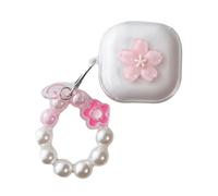 eglixu Coque pour Samsung Galaxy Buds 4/Galaxy Buds 4 Pro, belles fleurs 3D fraîches, motifs créatifs, coque d'écouteurs transparente avec chaîne pour femmes et filles (rose)