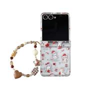 eglixu Coque pour Samsung Galaxy Z Flip 7 (version 2025), joli nœud de dessin animé, pomme, chaton, chiot - Design créatif - Pour filles et femmes avec chaîne (chat)