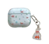 eglixu Coque transparente pour AirPods Pro 3 avec porte-clés, joli motif poisson rouge de dessin animé, coque d'écouteurs Apple Airpods Pro 3e génération pour fille et femme
