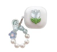 eglixu Coque transparente pour Samsung Galaxy Buds 4 Pro/Galaxy Buds 4 Pro - Design 3D mignon tulipe - Coque en TPU résistant aux chutes pour écouteurs Buds 4 Pro pour femmes et filles (bleu)