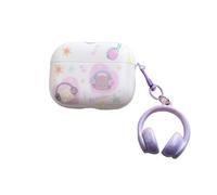 eglixu IMD Coque pour AirPod Pro 3 (version 2025), motif chat intéressant de dessin animé avec porte-clés casque, compatible avec AirPods Pro 3e génération pour femmes et filles (violet)